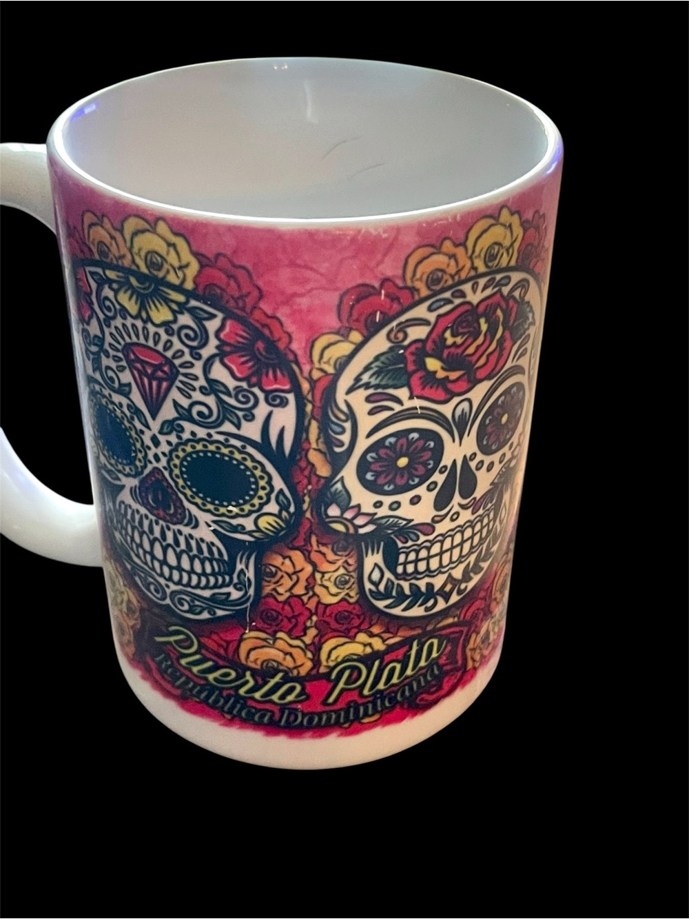 Sugar Skull Coffee Cup Dominican Republic By Cuppa Mugs Floral Caribbean
